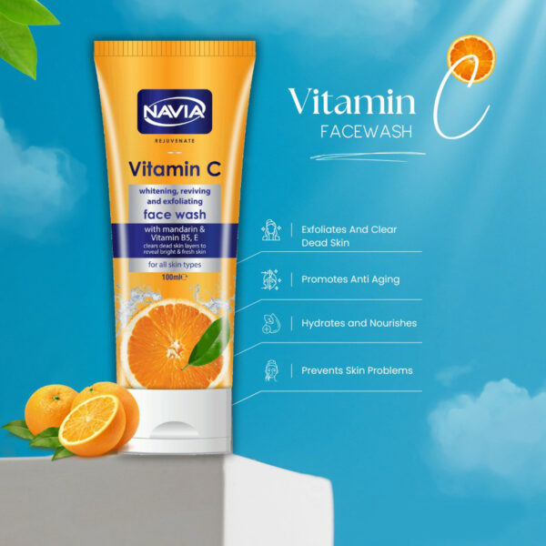 Navia Vitamin C Face Wash 100ml – Whitening, Reviving & Exfoliating with Mandarin & Vitamin B5, E - Image 6