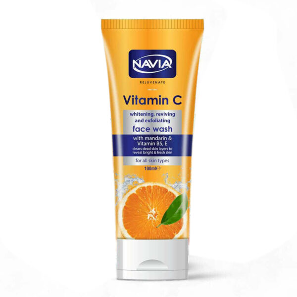 Navia Vitamin C Face Wash 100ml – Whitening, Reviving & Exfoliating with Mandarin & Vitamin B5, E