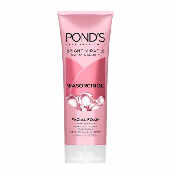 Pond's Bright Miracle Facial Foam 100g – 20X Brightening Cleanser with Niasorcinol™ for Clear Radiant Skin