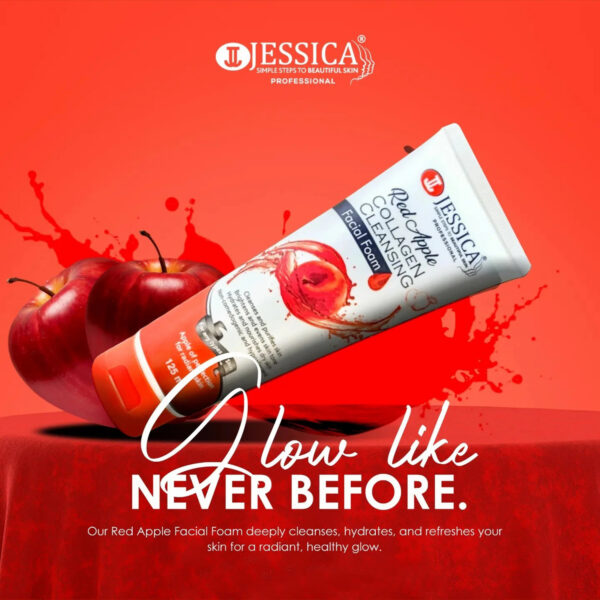 Jessica Red Apple Collagen Cleansing Facial Foam 125ml – Hydrating & Brightening Cleanser - Image 3