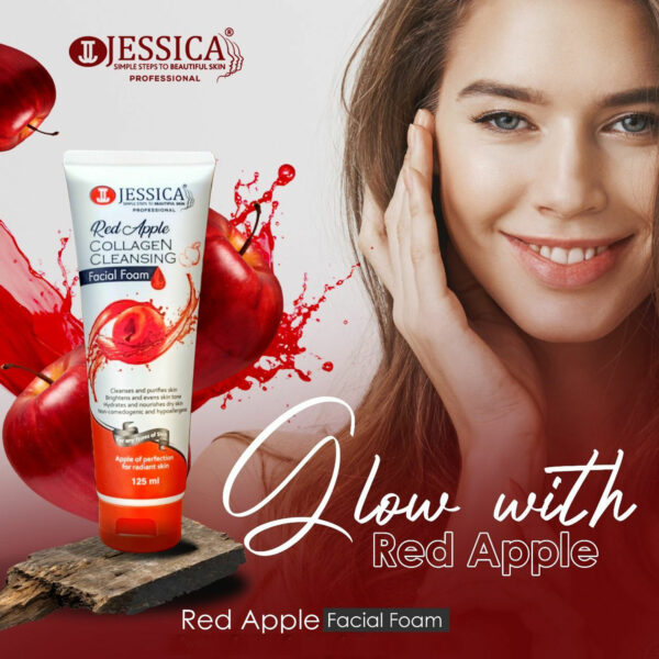 Jessica Red Apple Collagen Cleansing Facial Foam 125ml – Hydrating & Brightening Cleanser - Image 5