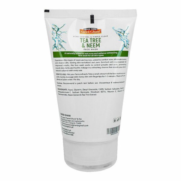 Saeed Ghani Tea Tree & Neem Face Wash 100ml – Acne Control & Pimple Clear with Niacinamide - Image 4