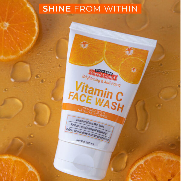 Saeed Ghani Vitamin C Face Wash 100ml – Brightening & Anti-Aging Cleanser with Natural Actives - Image 3