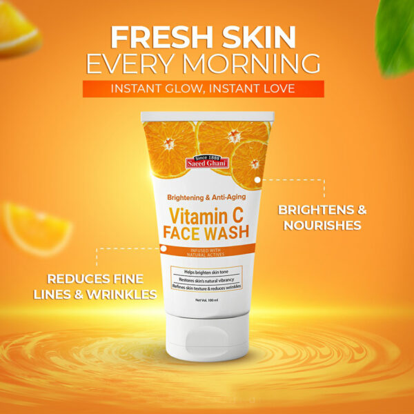 Saeed Ghani Vitamin C Face Wash 100ml – Brightening & Anti-Aging Cleanser with Natural Actives - Image 5
