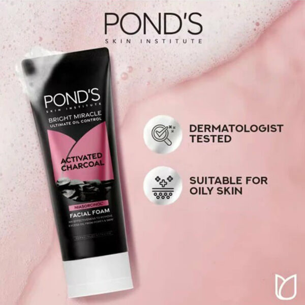 Pond's Bright Miracle Activated Charcoal Facial Foam – Ultimate Oil Control & Deep Cleanser - Image 4