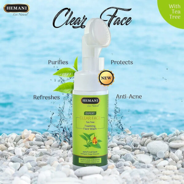Hemani Expert Clear Face Tea Tree Foaming Face Wash 150ml – Anti-Acne Cleanser with Built-In Brush - Image 5