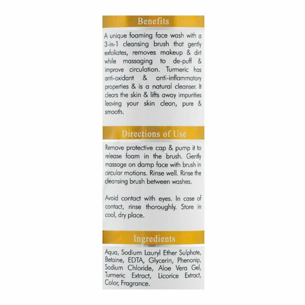 Hemani Turmeric Purifying Foaming Face Wash 150ml – With Whitening Actives & Built-In Brush - Image 4