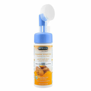 Hemani Turmeric Purifying Foaming Face Wash 150ml – With Whitening Actives & Built-In Brush