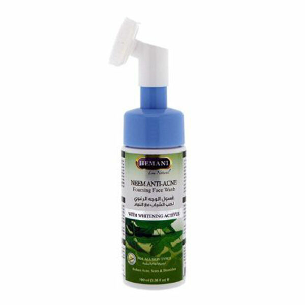 Hemani Neem Anti-Acne Foaming Face Wash 150ml – With Whitening Actives & Soft Brush | Fights Acne, Scars & Blemishes - Image 2
