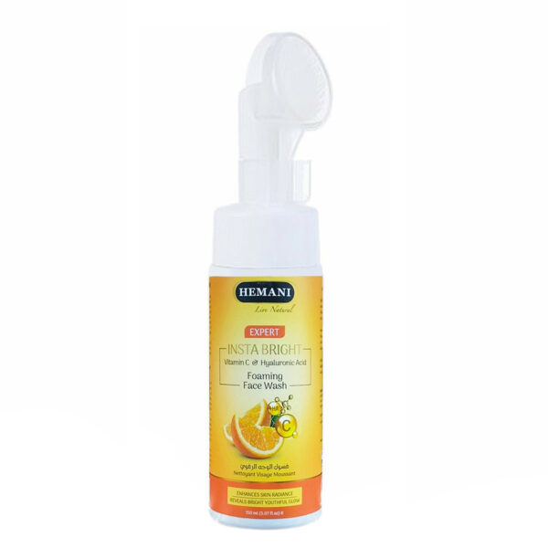 Hemani Insta Bright Foaming Face Wash 150ml – Vitamin C & Hyaluronic Acid | Skin Brightening & Glow Booster Cleanser