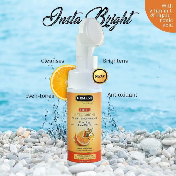 Hemani Insta Bright Foaming Face Wash 150ml – Vitamin C & Hyaluronic Acid | Skin Brightening & Glow Booster Cleanser - Image 5