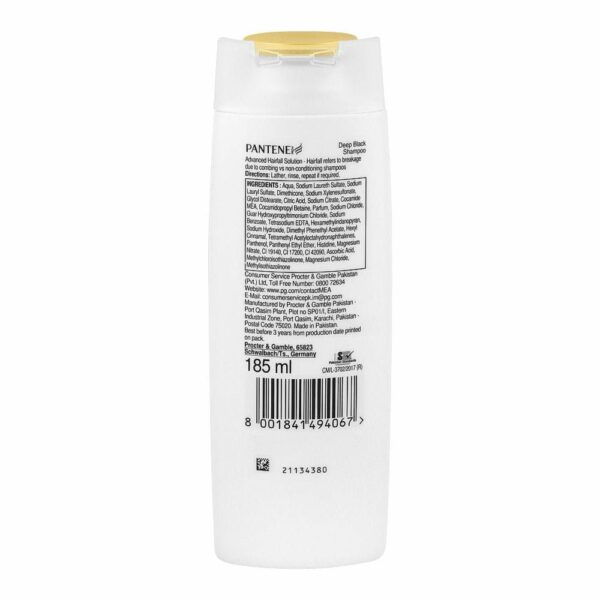 Pantene Deep Black Shampoo – Pro-V + Vitamin C for Natural Black Shine – 185ml - Image 4