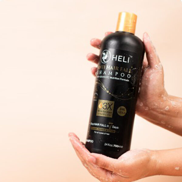 Heli Anti Hair Fall Shampoo – 24K Gold, Advanced Nutrition Formula – 500ml - Image 3