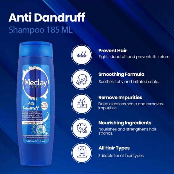 Meclay London Anti-Dandruff Shampoo – Hexa Active Complex – 185ml - Image 4