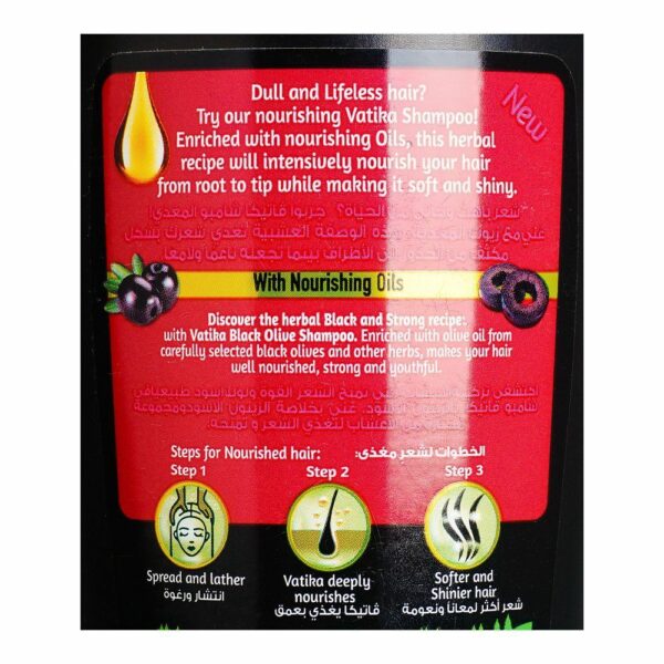 Vatika Black Olive Black & Strong Shampoo with Nourishing Oils – 185ml - Image 3