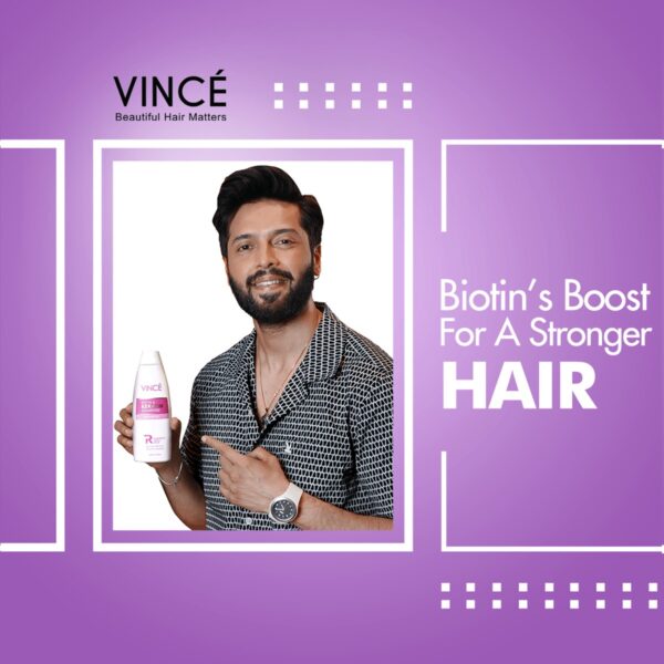 Vincé Biotin & Keratin Shampoo – Anti Hair-Fall, Strengthens Hair & Prevents Damage – 230ml - Image 3
