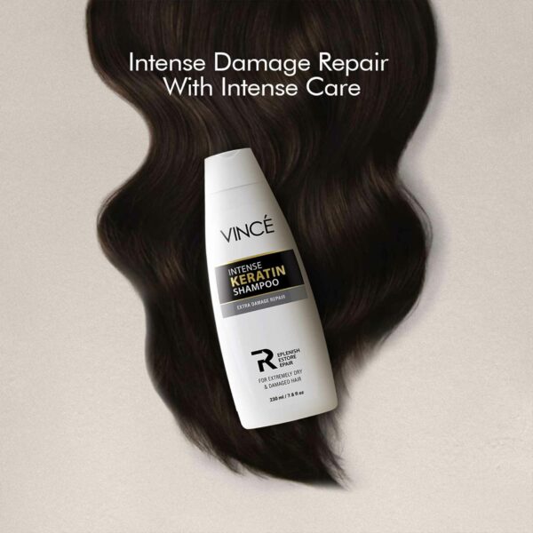 Vincé Intense Keratin Shampoo – Extra Damage Repair for Extremely Dry & Damaged Hair – 230ml - Image 2