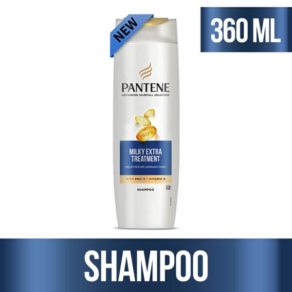 Pantene Milky Extra Treatment Shampoo – Pro-V + Vitamin B for Damaged Hair Repair – 360ml - Image 2