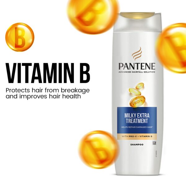 Pantene Milky Extra Treatment Shampoo – Pro-V + Vitamin B for Damaged Hair Repair – 360ml - Image 4