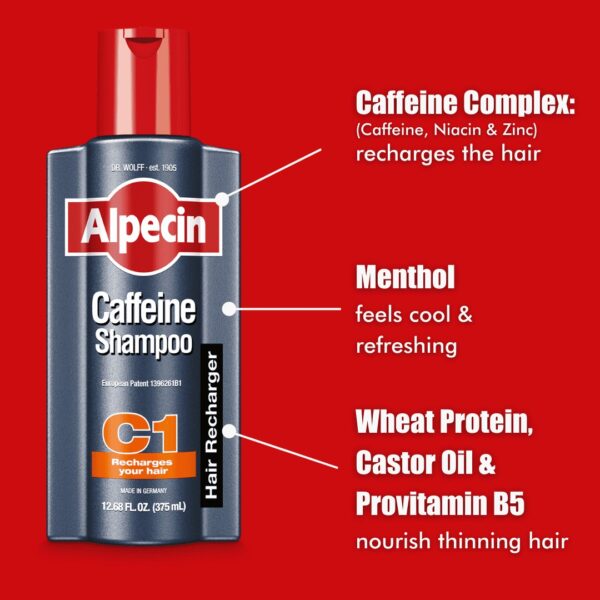 Alpecin C1 Caffeine Shampoo – Hair Recharger for Stronger Hair Roots – 375ml – German Formula - Image 5