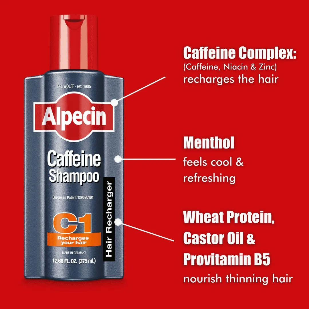 Alpecin C1 Caffeine Shampoo – Hair Recharger for Stronger Hair Roots – 375ml – German Formula - Image 5