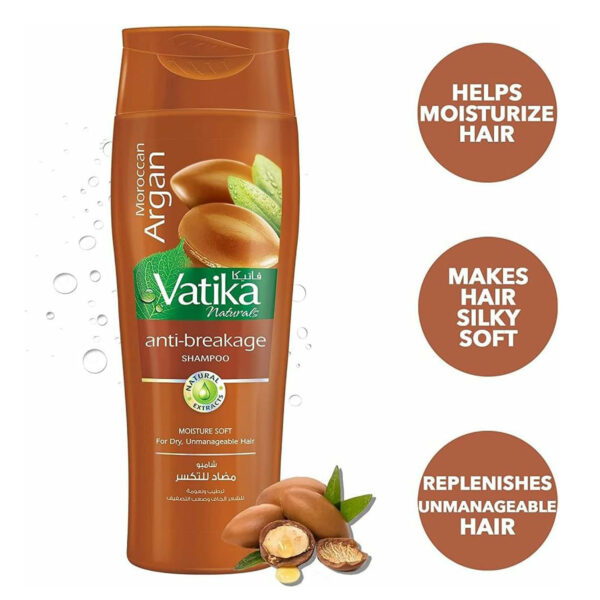 Vatika Moroccan Argan Anti-Breakage Shampoo – Moisture Soft – For Dry, Unmanageable Hair – 400ml - Image 4
