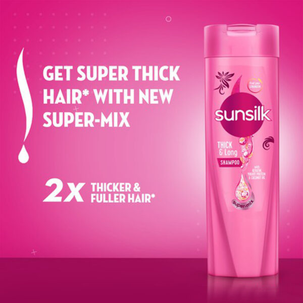 Sunsilk Thick & Long Shampoo – With Keratin, Yogurt Protein & Coconut Oil – Super-Mix Formula – 360ml - Image 8