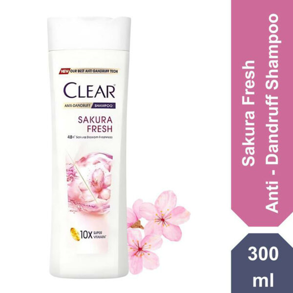 Clear Sakura Fresh Anti-Dandruff Shampoo – 300ml – 48H Freshness – With 10x Super Vitamins – For Healthy, Dandruff-Free Scalp - Image 6