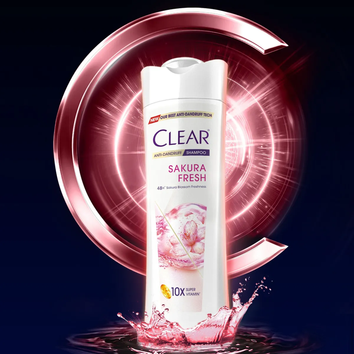Clear Sakura Fresh Anti-Dandruff Shampoo – 300ml – 48H Freshness – With 10x Super Vitamins – For Healthy, Dandruff-Free Scalp - Image 7