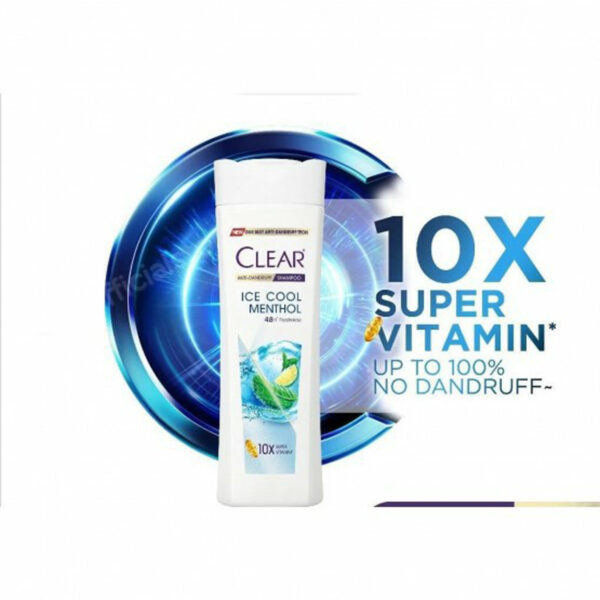 Clear Ice Cool Menthol Anti-Dandruff Shampoo – 48H Freshness – With Menthol & 10x Super Vitamins – For Cool, Dandruff-Free Scalp - Image 2