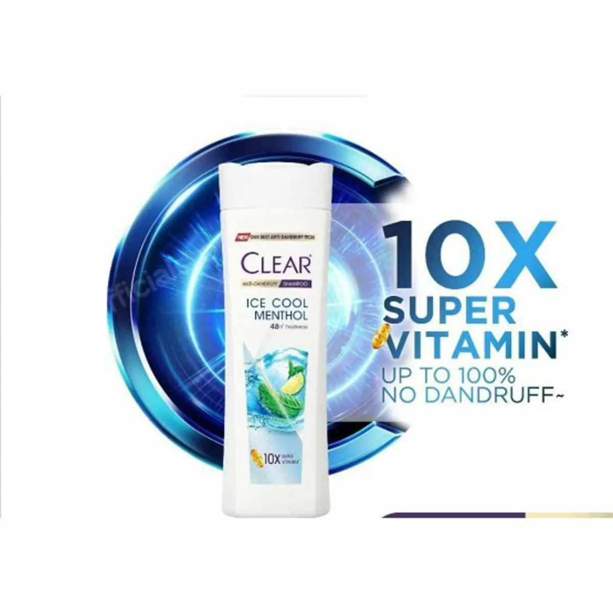 Clear Ice Cool Menthol Anti-Dandruff Shampoo – 48H Freshness – With Menthol & 10x Super Vitamins – For Cool, Dandruff-Free Scalp - Image 2