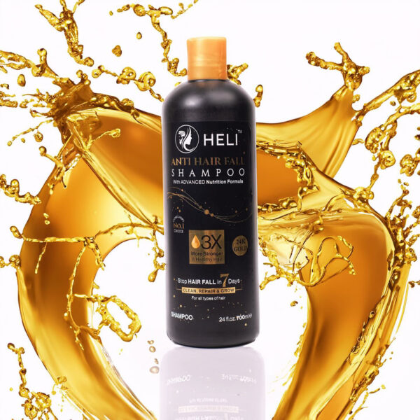 Heli Anti Hair Fall Shampoo – 24K Gold, Advanced Nutrition Formula – 500ml - Image 4