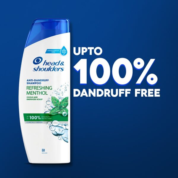 Head & Shoulders Refreshing Menthol Anti-Dandruff Shampoo – Cool & Energized Scalp – 185ml - Image 2