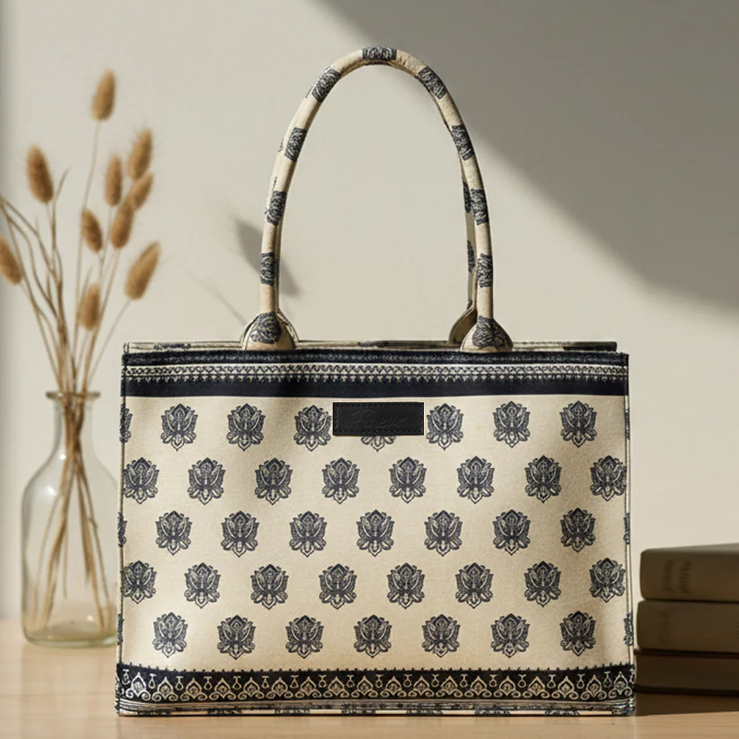ZELLBURY Premium Canvas Tote Bag – Artistic Heritage & Floral Print with Reinforced Handles - Image 2