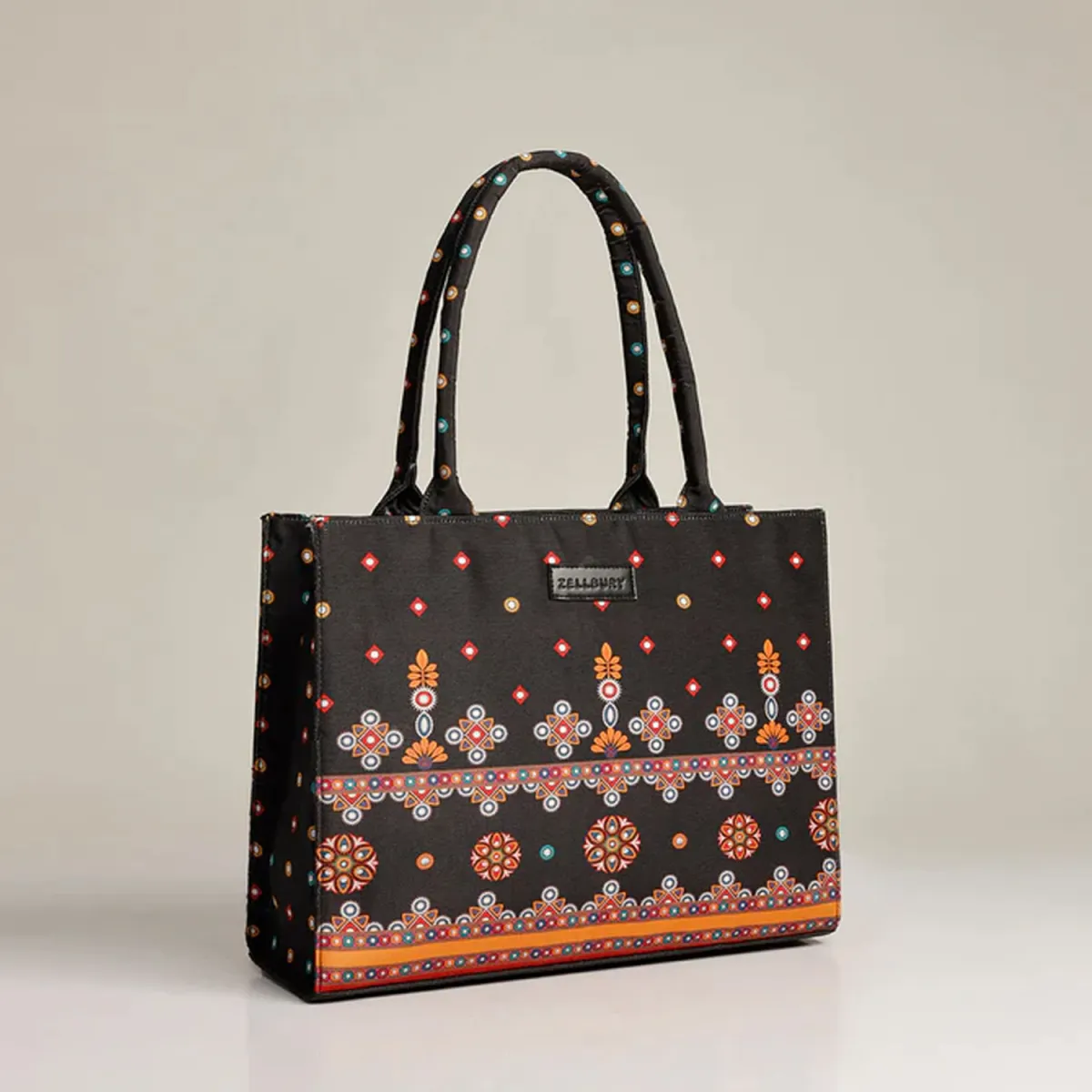 ZELLBURY Premium Canvas Tote Bag – Artistic Heritage, Floral & Mandala Prints - Image 2