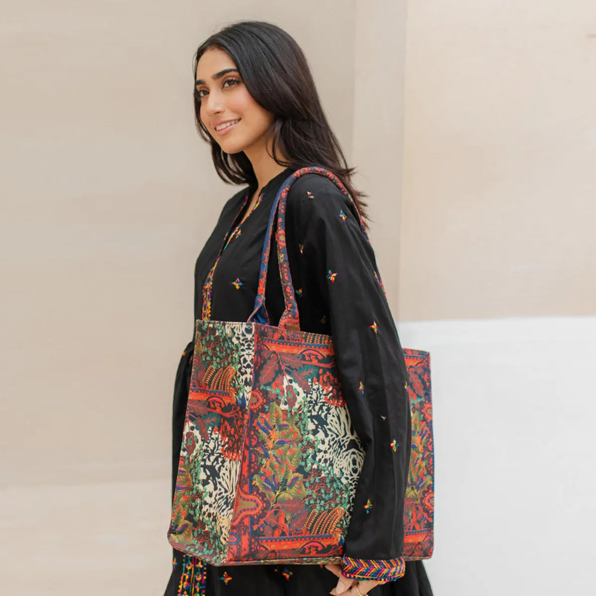 ZELLBURY Premium Canvas Tote Bag – Artistic Heritage, Floral & Mandala Prints - Image 2