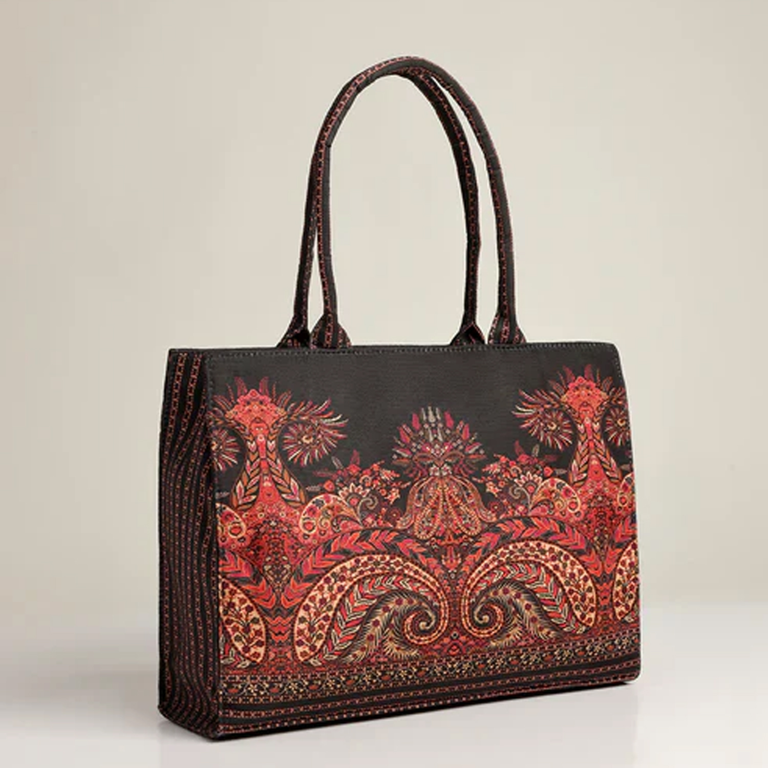 ZELLBURY Premium Canvas Tote Bag – Artistic Heritage, Floral & Mandala Print with Reinforced Handles - Image 3