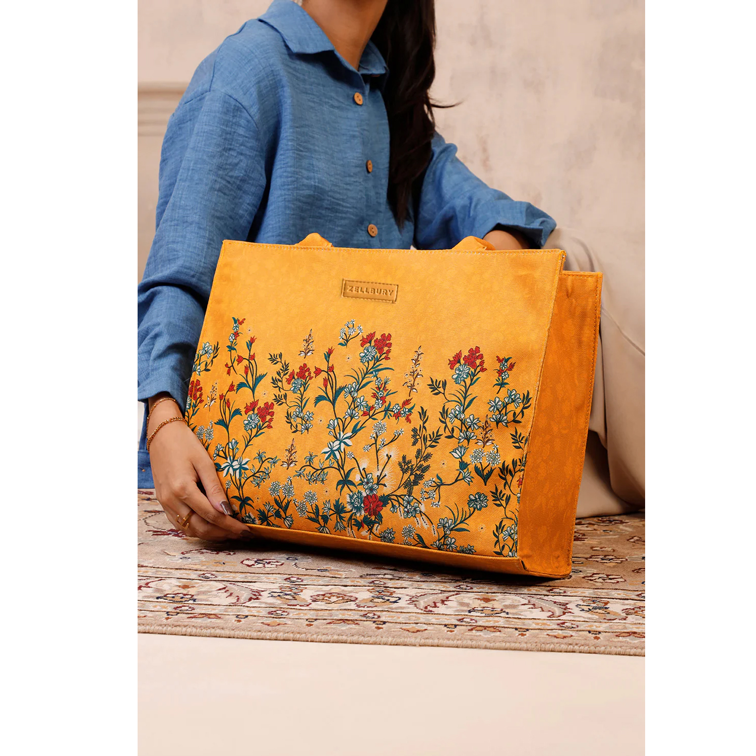 ZELLBURY Premium Canvas Tote Bag – Artistic Heritage, Floral & Patterned Prints | Large Durable Canvas Bag with Reinforced Handles - Image 3
