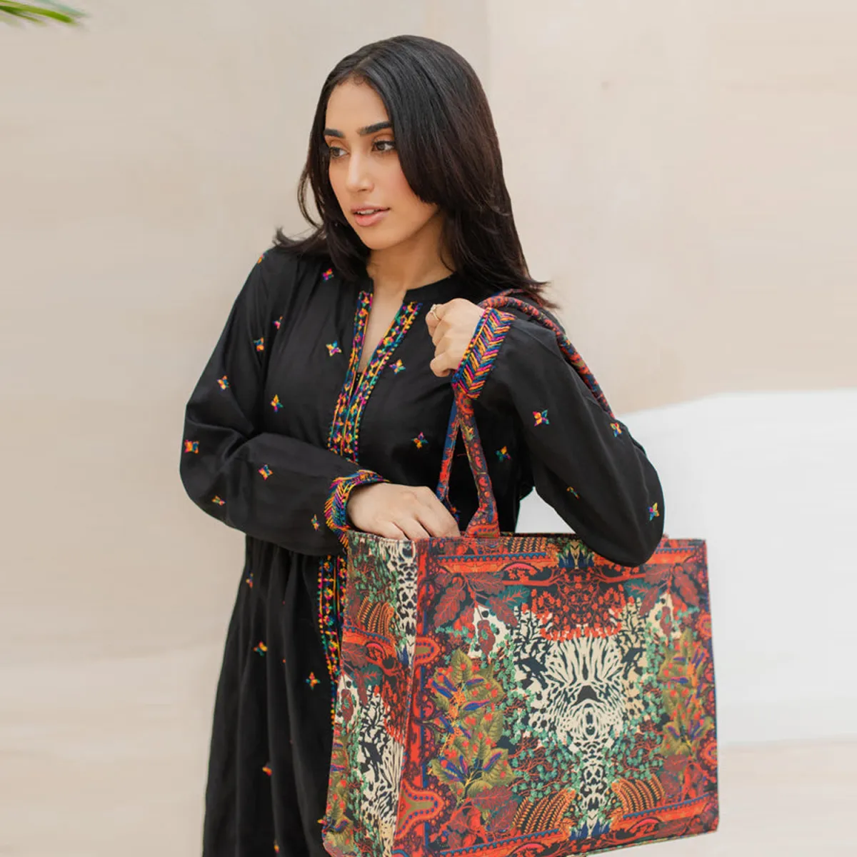 ZELLBURY Premium Canvas Tote Bag – Artistic Heritage, Floral & Mandala Prints - Image 3