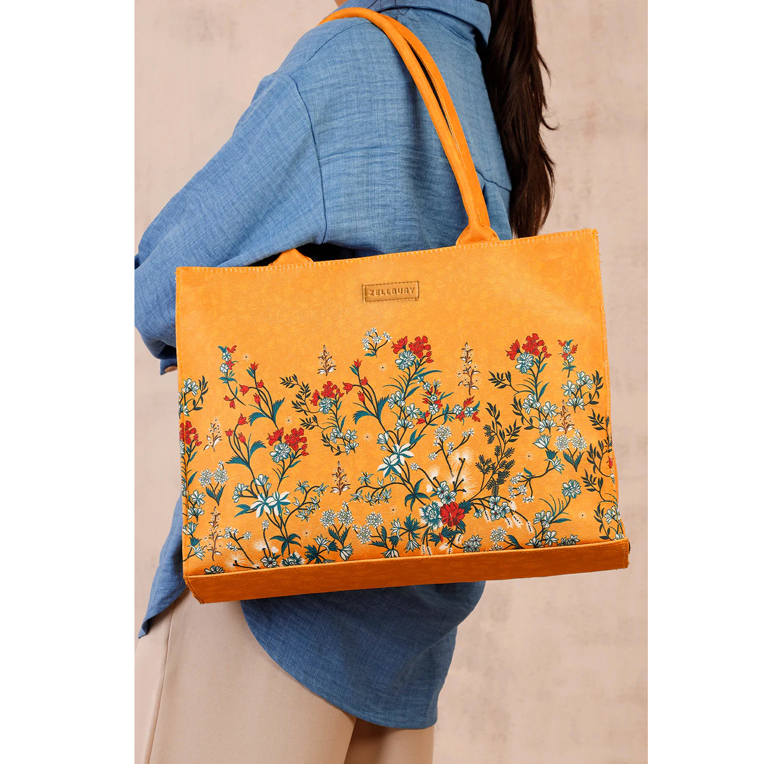 ZELLBURY Premium Canvas Tote Bag – Artistic Heritage, Floral & Patterned Prints | Large Durable Canvas Bag with Reinforced Handles - Image 4