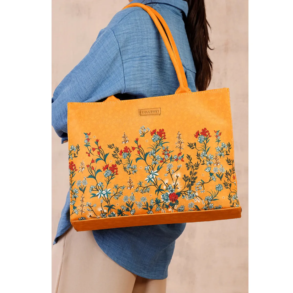 ZELLBURY Premium Canvas Tote Bag – Artistic Heritage, Floral & Patterned Prints | Large Durable Canvas Bag with Reinforced Handles - Image 4