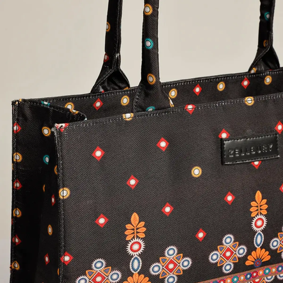 ZELLBURY Premium Canvas Tote Bag – Artistic Heritage, Floral & Mandala Prints - Image 5