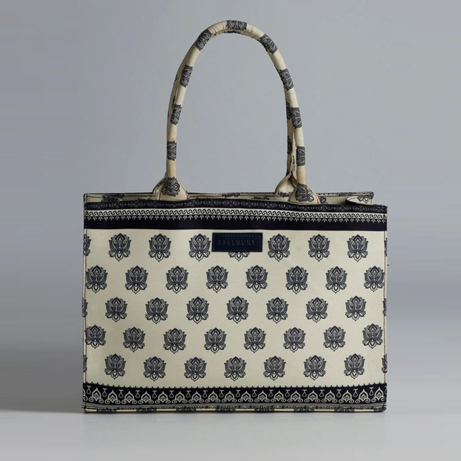 ZELLBURY Premium Canvas Tote Bag – Artistic Heritage & Floral Print with Reinforced Handles