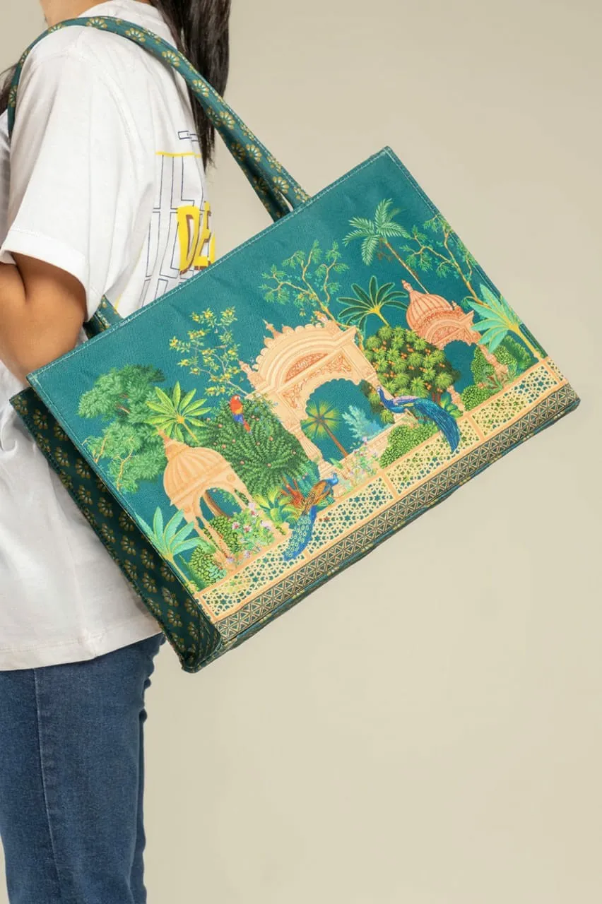 ZELLBURY Premium Canvas Tote Bag Artistic Floral & Heritage Print with Reinforced Handles - Image 6