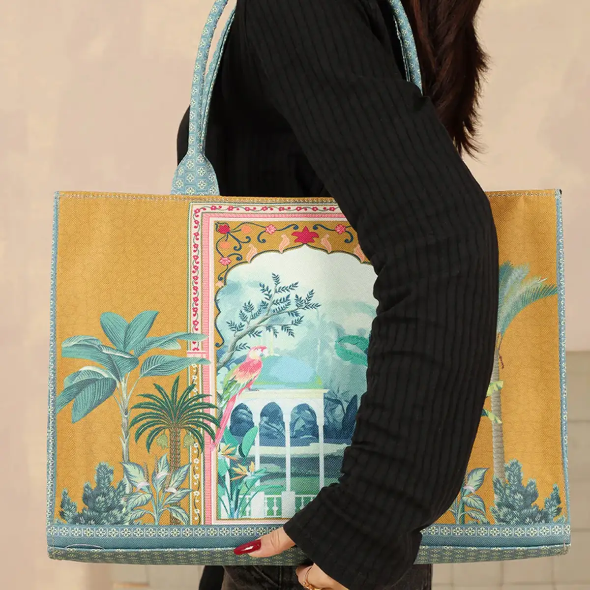 ZELLBURY Premium Canvas Tote Bag – Artistic Heritage, Floral & Mandala Prints - Image 3