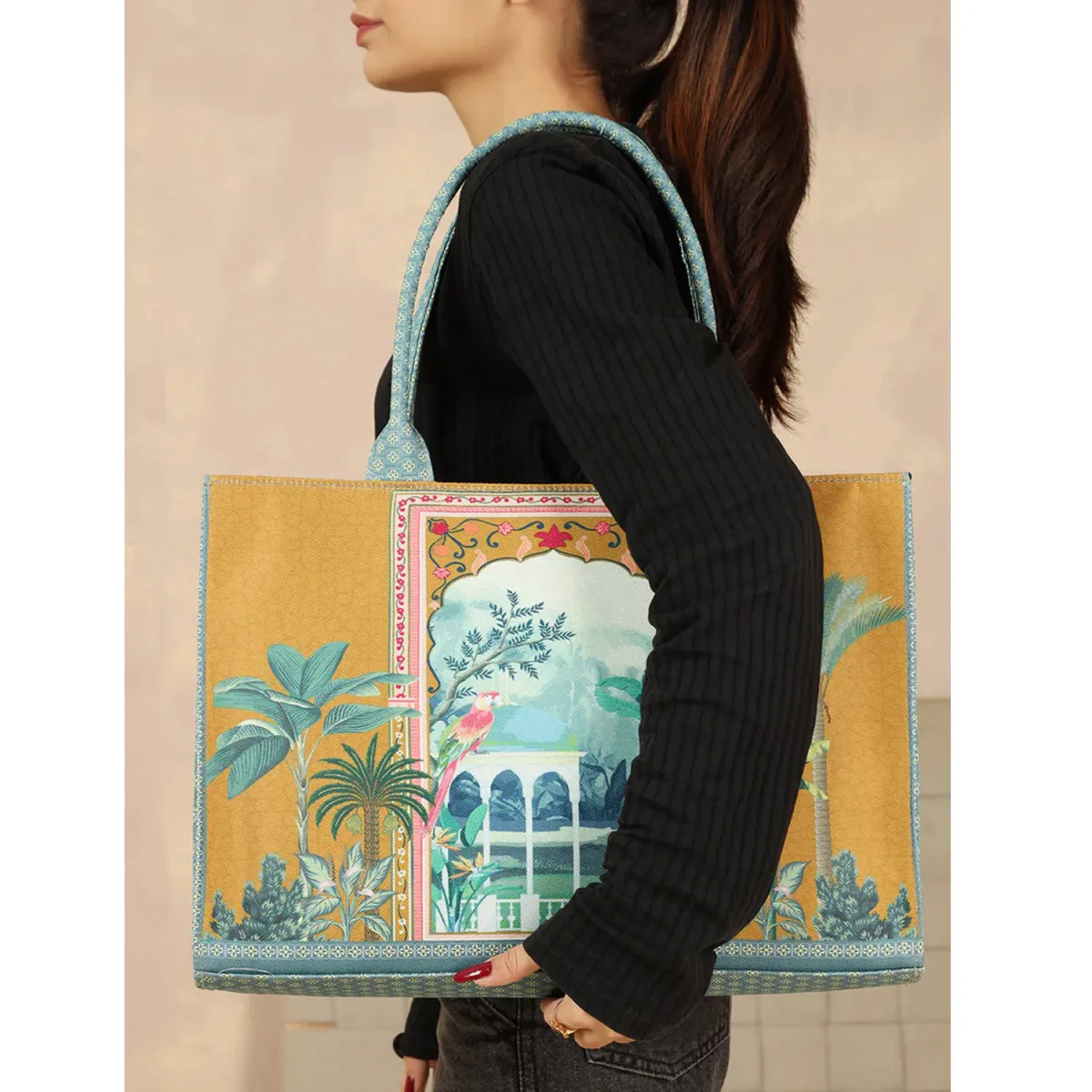 ZELLBURY Premium Canvas Tote Bag – Artistic Heritage, Floral & Mandala Prints - Image 2