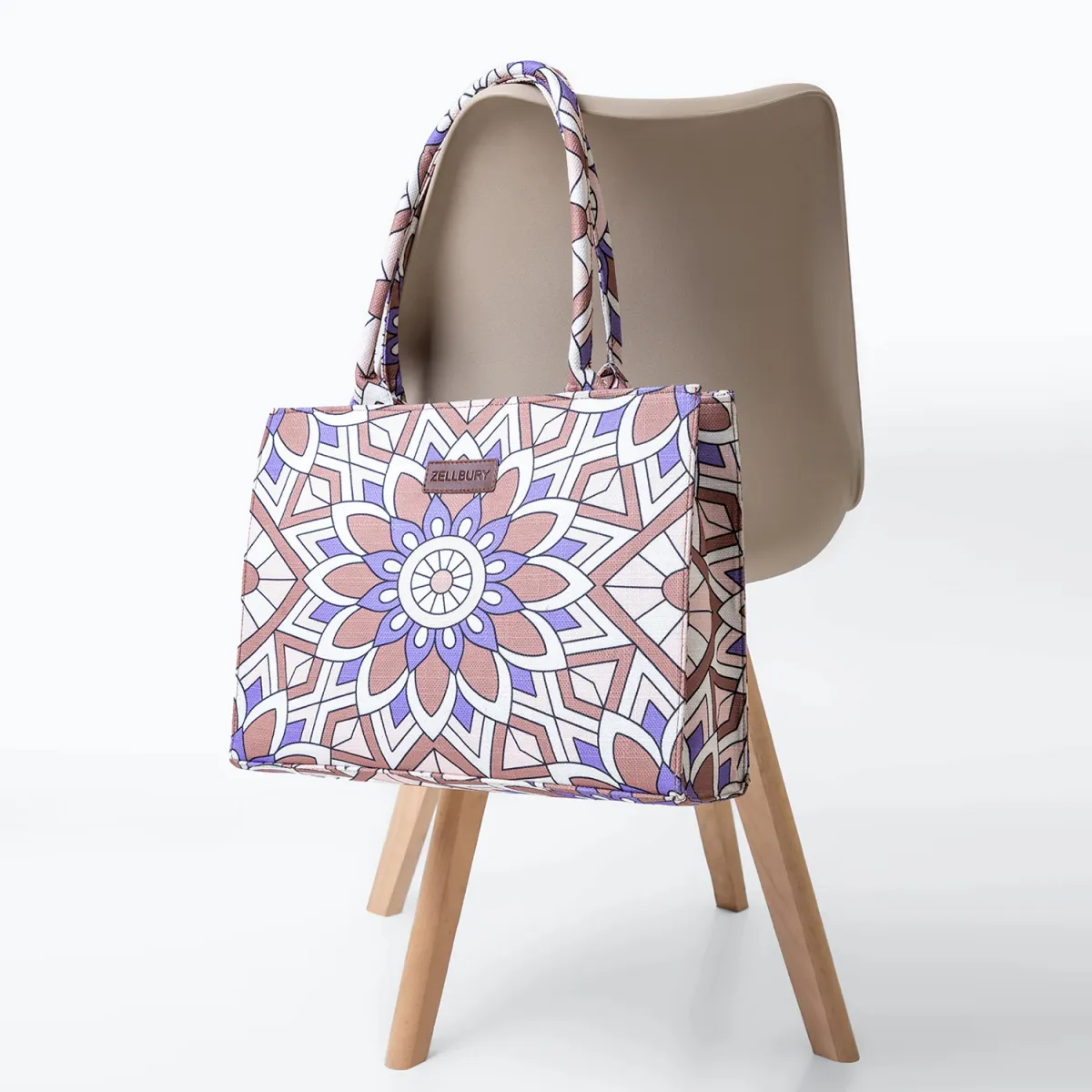 ZELLBURY Premium Canvas Tote Bag – Artistic Heritage, Floral & Mandala Prints - Image 4